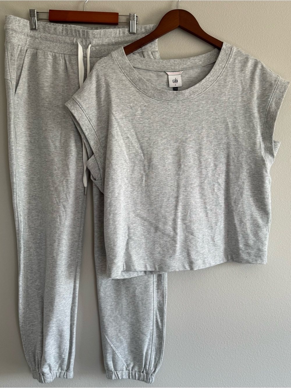 Cabi 2 Piece Modal Lounge Set S Gray Joggers Top Matching Athleisure